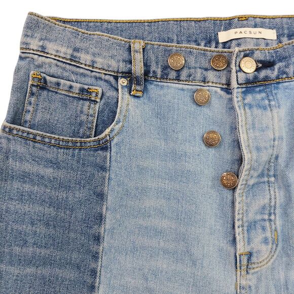 Pacsun Jeans Womens 32x24 Two-Tone Blue High Rise Straight Cotton Retro Y2K - Picture 3 of 12